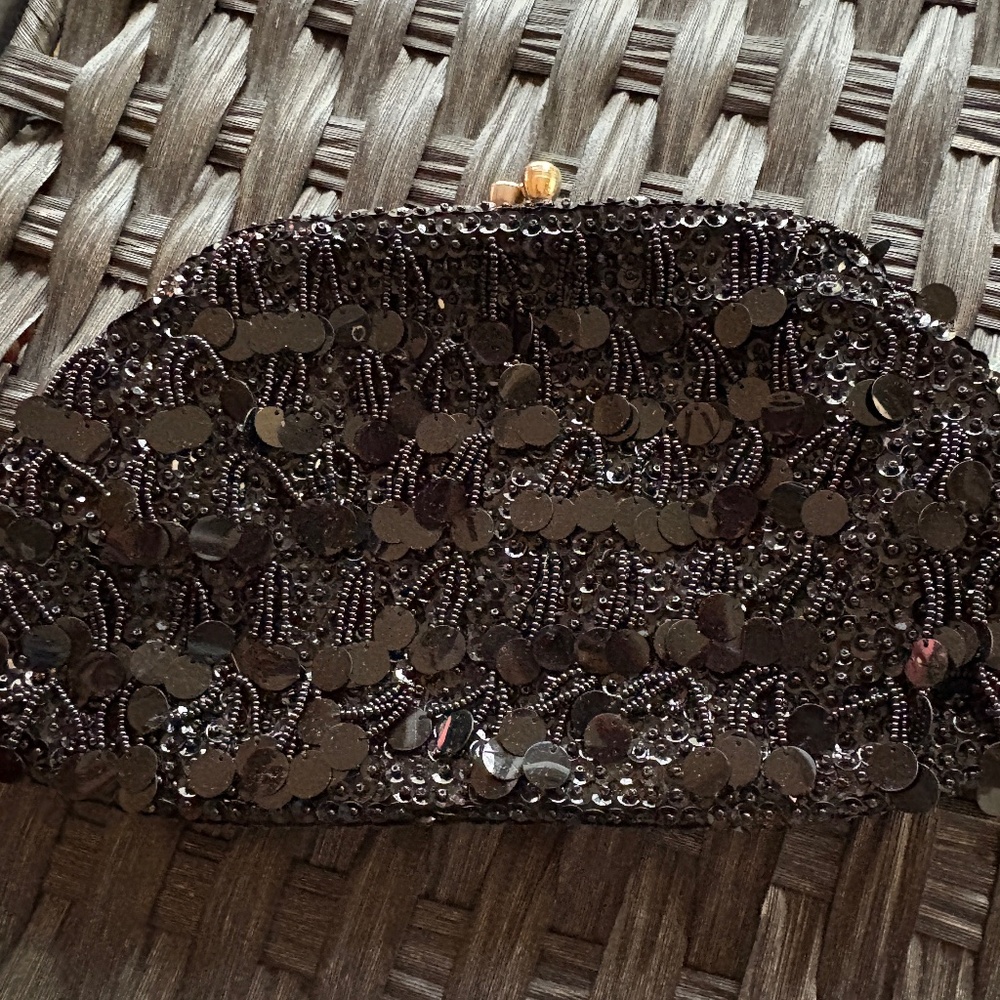Black Beaded and Sequined Evening Bag
